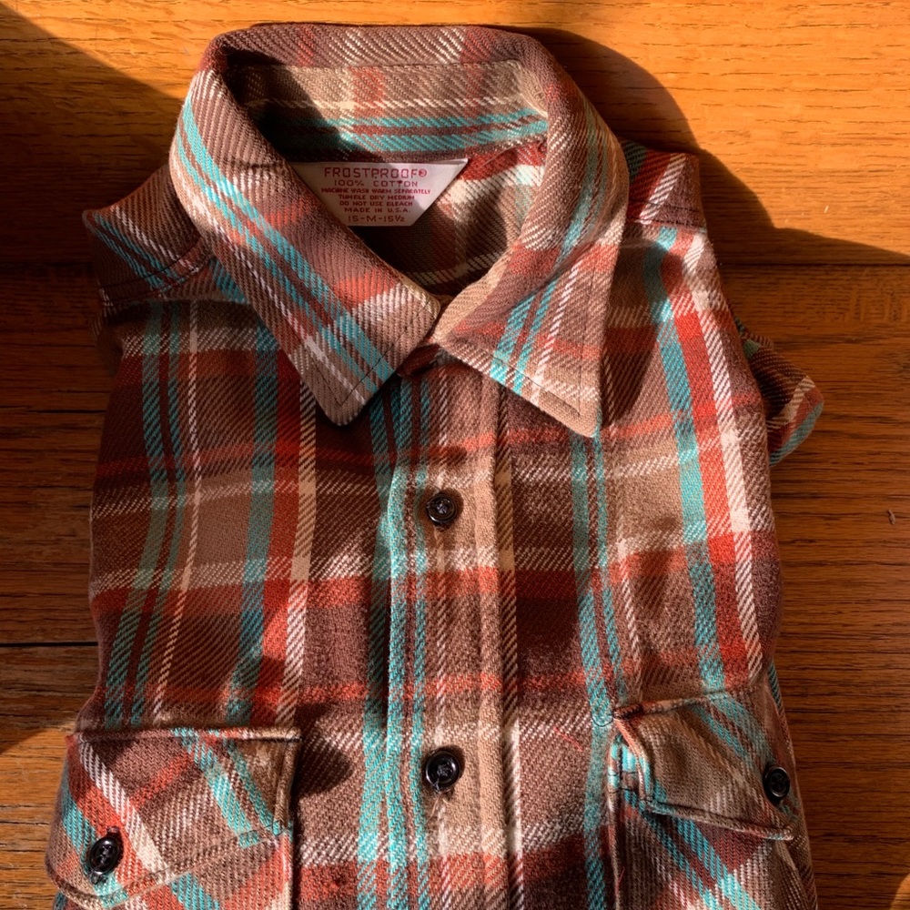 Vintage Frostproof Flannel. Brown, Green, Orange.